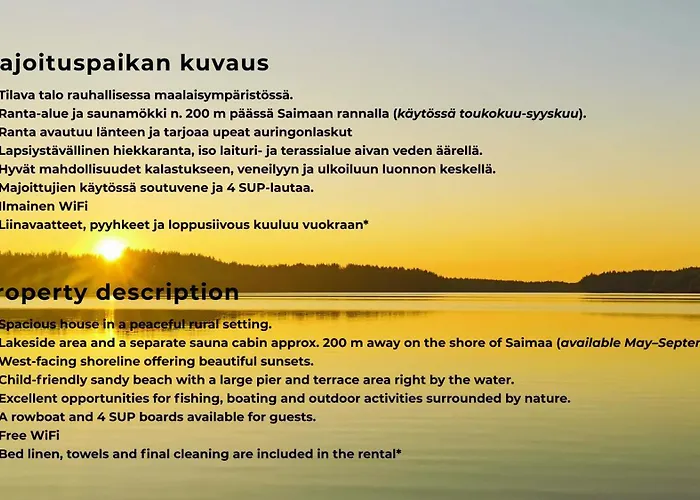 Upea Miljoeoe Saimaalla, Tilava Talo Ja Saunamoekki *